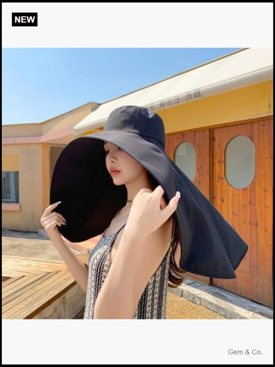 Wide Brim Sun Hat with Neck Flap, UPF 50+, Ponytail Hole, Lightweight Hiking main image 2